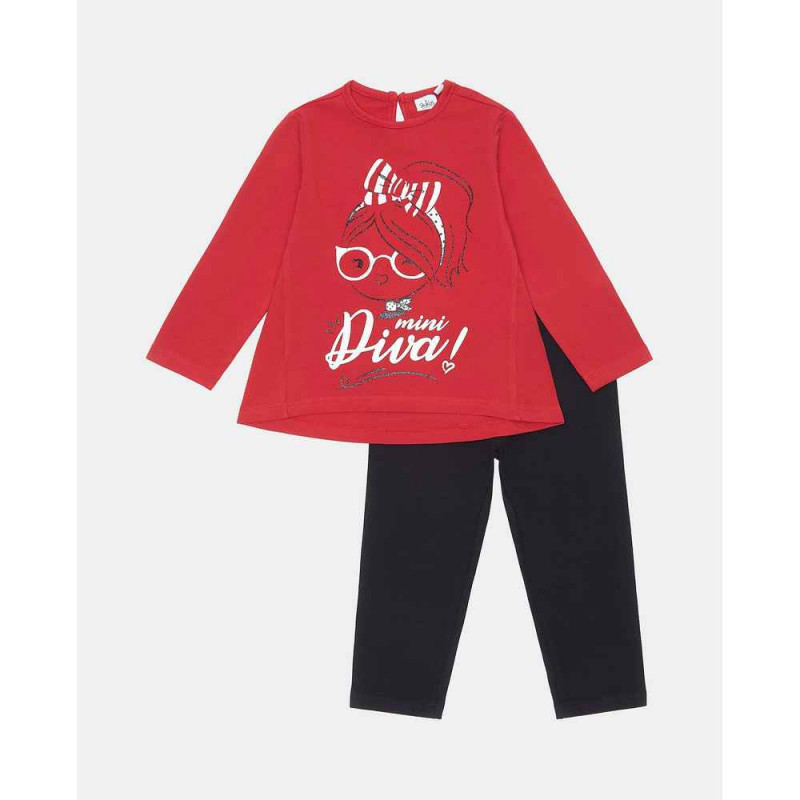 BLUKIDS TRENERKA KOMPLET JOGGING SET TANGORED+BLACKBEAUTY