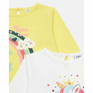 BLUKIDS MAJICA DUG RUKAV BPACK TSHIRT BR.WHITE+LEMONVERBAN 