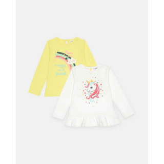 BLUKIDS MAJICA DUG RUKAV BPACK TSHIRT BR.WHITE+LEMONVERBAN