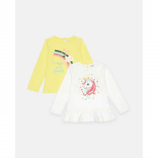 BLUKIDS MAJICA DUG RUKAV BPACK TSHIRT BR.WHITE+LEMONVERBAN 