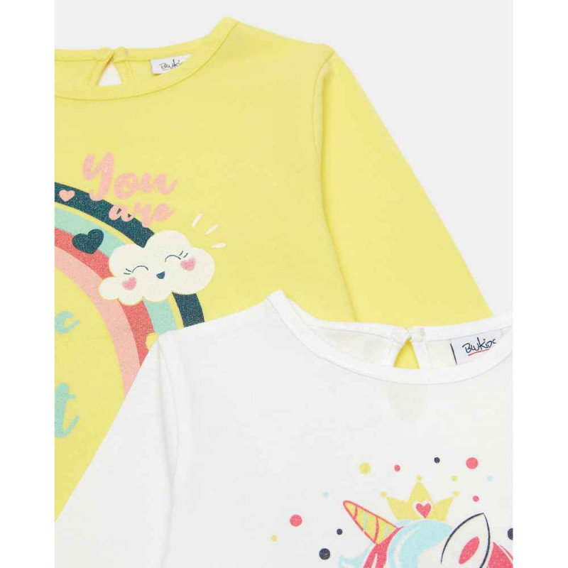 BLUKIDS MAJICA DUG RUKAV BPACK TSHIRT BR.WHITE+LEMONVERBAN