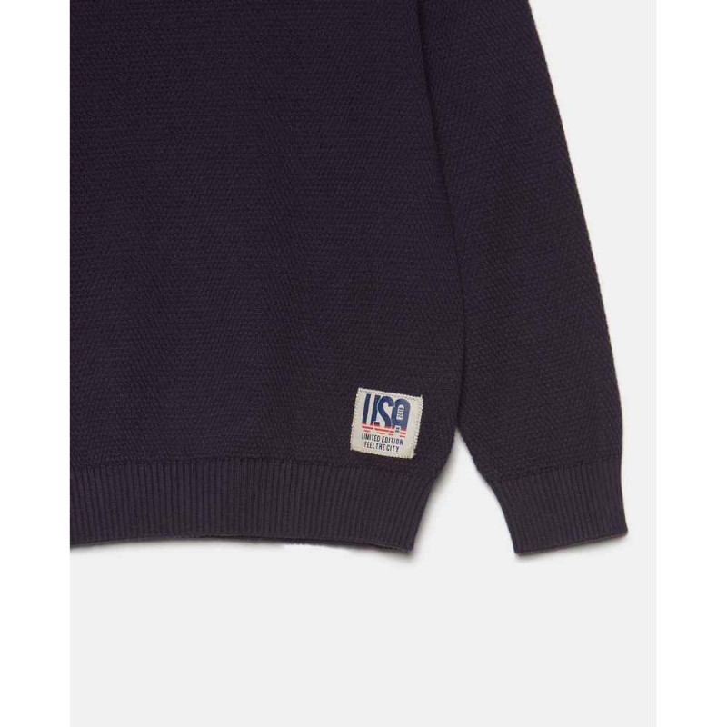 BLUKIDS DZEMPER ROUND NECK MARITTIME BLUE