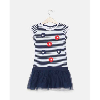 BLUKIDS HALJINA DRESS Y/D STRIPE+ESTATE BL