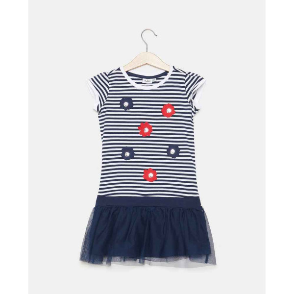 BLUKIDS HALJINA DRESS Y/D STRIPE+ESTATE BL