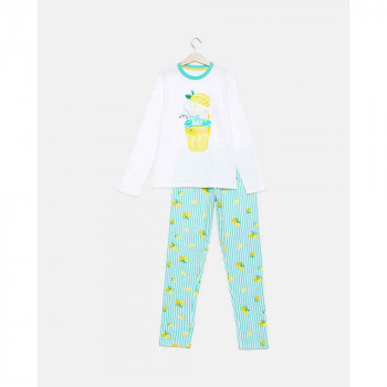 BLUKIDS PIDZAMA LONG PYJAMA 9/14 GIRL OFF-WHITE/AOP 