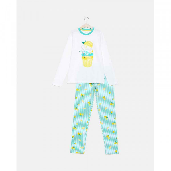 BLUKIDS PIDZAMA LONG PYJAMA 9/14 GIRL OFF-WHITE/AOP