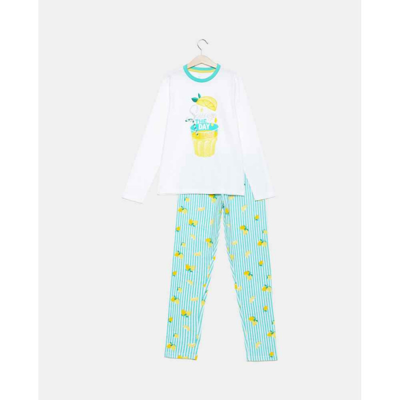 BLUKIDS PIDZAMA LONG PYJAMA 9/14 GIRL OFF-WHITE/AOP