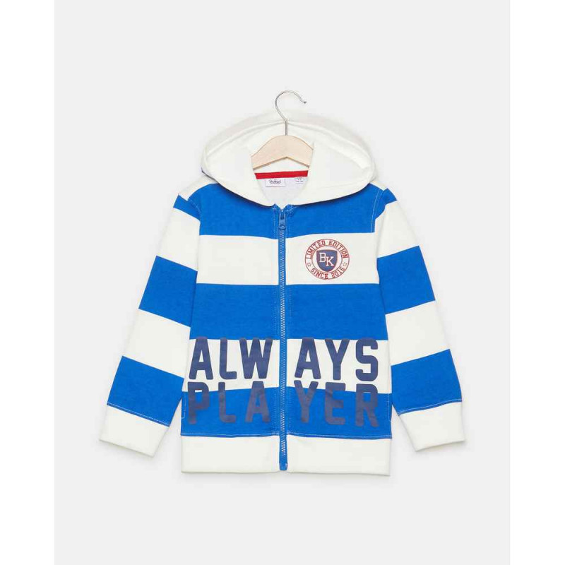 BLUKIDS DUKSERICA FULL ZIP WITH HOOD LT BLUE STRIPEDWHITE