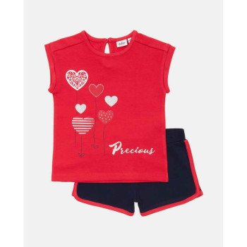 BLUKIDS TRENERKA KOMPLET  JOGGING SET POINSETTIA/GRAPHITE 