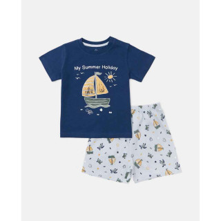 BLUKIDS PIDZAMA BOY SHORT PYJAMAS NAVY/WHITE 