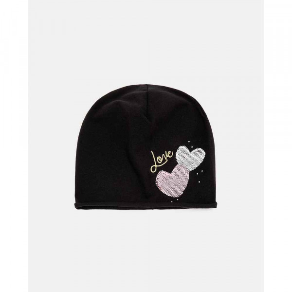 BLUKIDS KAPA HAT JERSEY HEART SEQUINS ANTHRACITE