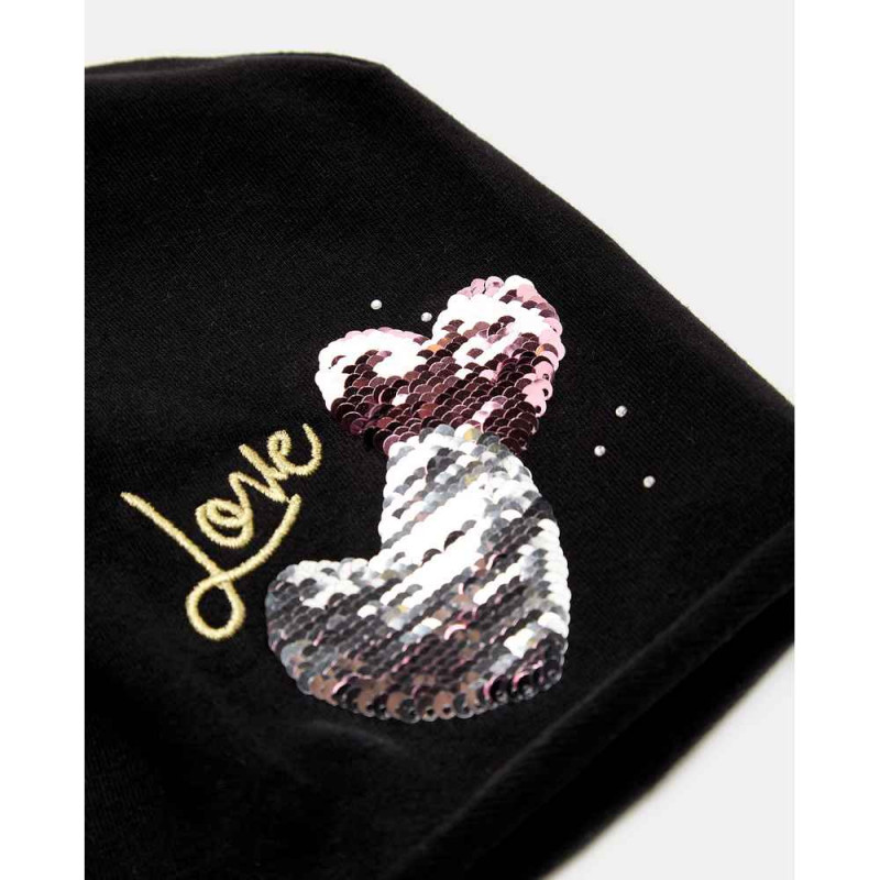 BLUKIDS KAPA HAT JERSEY HEART SEQUINS ANTHRACITE