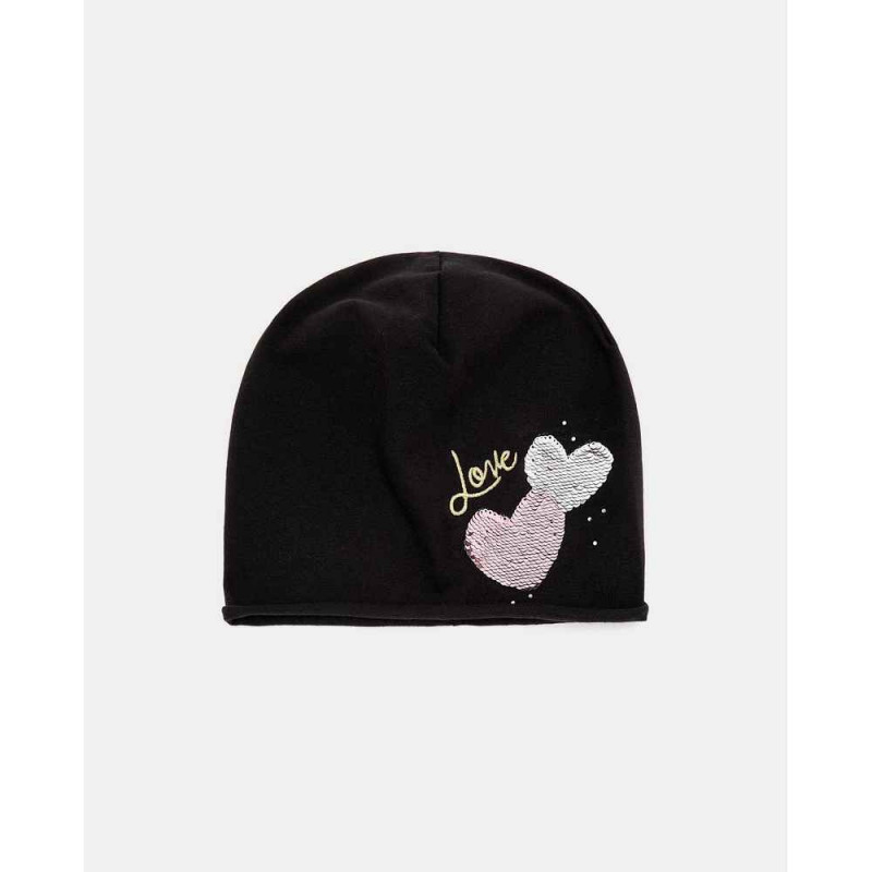 BLUKIDS KAPA HAT JERSEY HEART SEQUINS ANTHRACITE