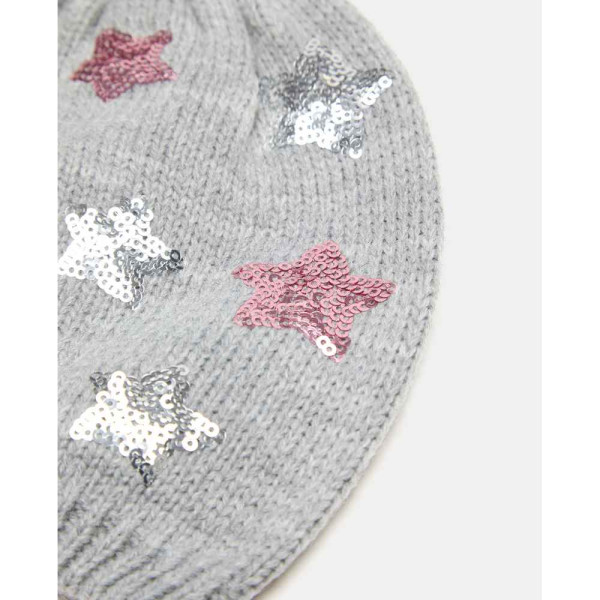 BLUKIDS KAPA HAT TRICOT STARS SEQUINS GREY MELANGE