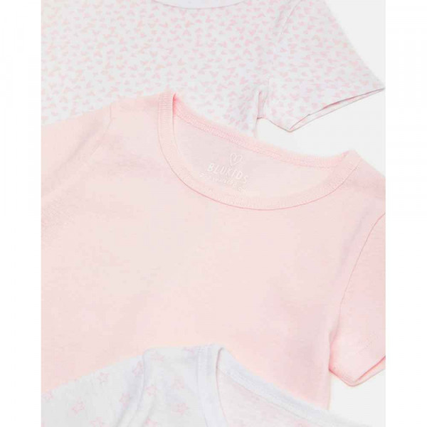 BLUKIDS MAJICA KRATAK RUKAV PK 3 T-SHIRTS 2/8 WHITE/PINK