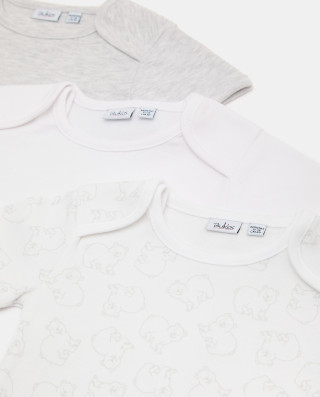 BLUKIDS BODI KRATAK RUKAV PK 3 BODY S/S GREY MEL WHITE/GREY
