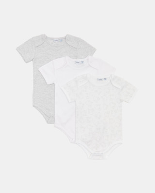BLUKIDS BODI KRATAK RUKAV PK 3 BODY S/S GREY MEL WHITE/GREY