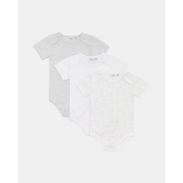 BLUKIDS BODI KRATAK RUKAV PK 3 BODY S/S GREY MEL WHITE/GREY