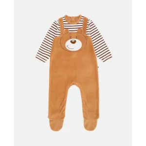 BLUKIDS ZEKA BOY VELOUR ROMPER BISCUIT