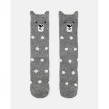 BLUKIDS CARAPE GIRL L.SOCKS W/CAT&HEARTSGREY MELANGE 