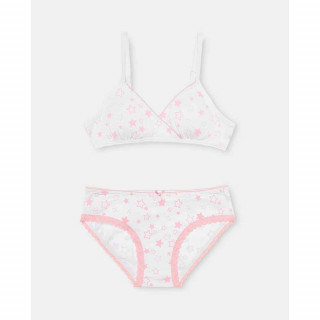 BLUKIDS BRUSHALTER I GACICE SET BRA + SLIP PINK/WHITE 