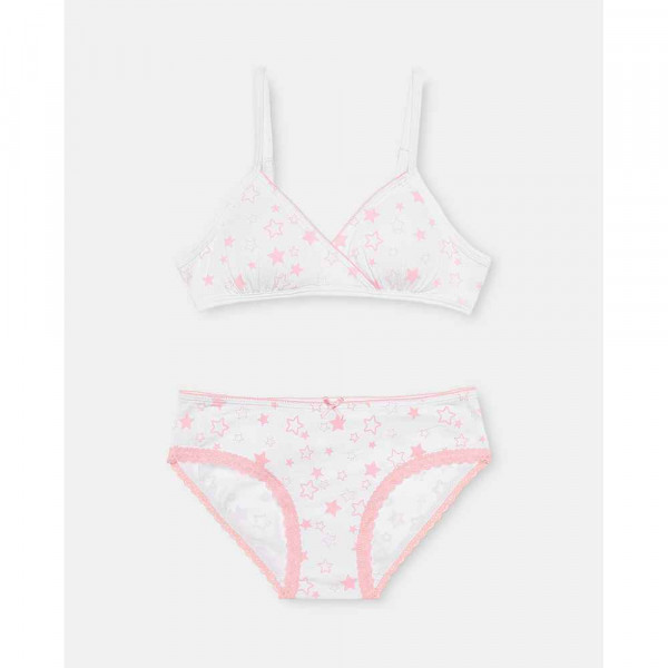 BLUKIDS BRUSHALTER I GACICE SET BRA + SLIP PINK/WHITE