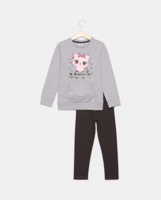 BLUKIDS TRENERKA KOMPLET JOGGING SET LIGHT GREY MELANGE