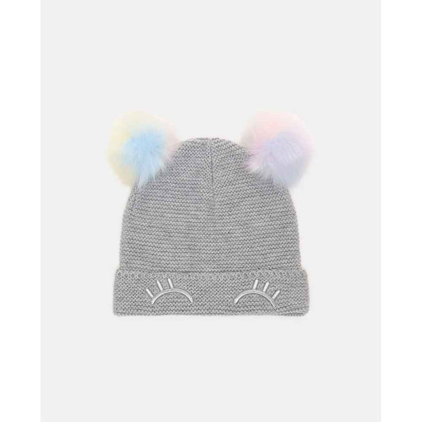 BLUKIDS KAPA HAT PONPON RAINBOW GREY MELANGE