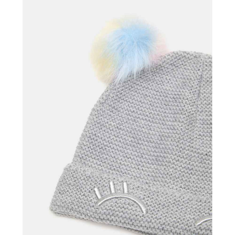 BLUKIDS KAPA HAT PONPON RAINBOW GREY MELANGE