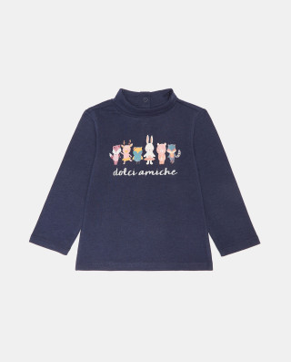 BLUKIDS MAJICA DUG RUKAV HIGH NECK BLUE MELANGE 