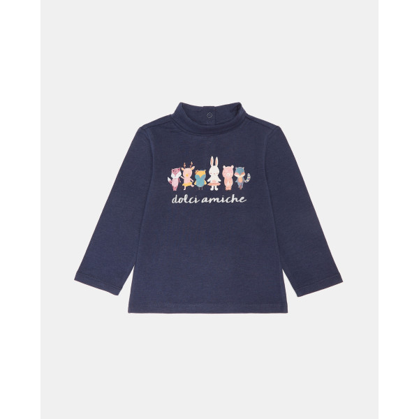 BLUKIDS MAJICA DUG RUKAV HIGH NECK BLUE MELANGE 