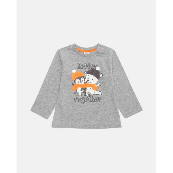 BLUKIDS MAJICA DUG RUKAV TSHIRT MEDIUM GREY MELANGE