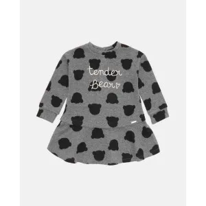 BLUKIDS HALJINA DRESS AOP MEDIUM GREY MELANGE