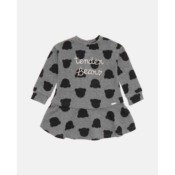 BLUKIDS HALJINA DRESS AOP MEDIUM GREY MELANGE
