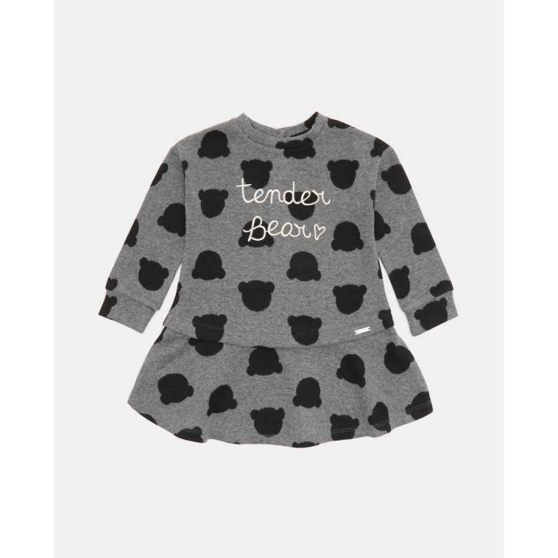 BLUKIDS HALJINA DRESS AOP MEDIUM GREY MELANGE