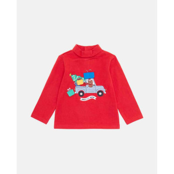 BLUKIDS MAJICA DUG RUKAV HIGH NECK TSHIRT RIBBON RED 