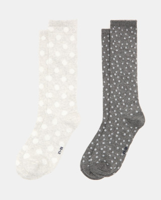 BLUKIDS CARAPE PK 2 LONG SOCKS GIRL GREY MELANGE 