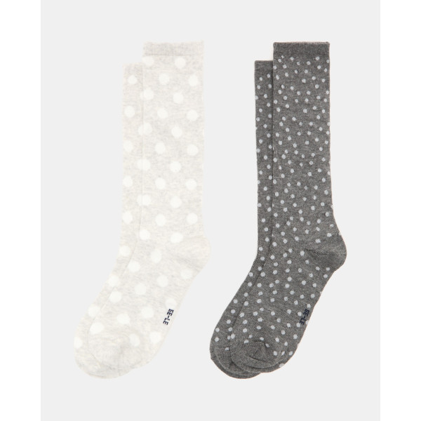 BLUKIDS CARAPE PK 2 LONG SOCKS GIRL GREY MELANGE