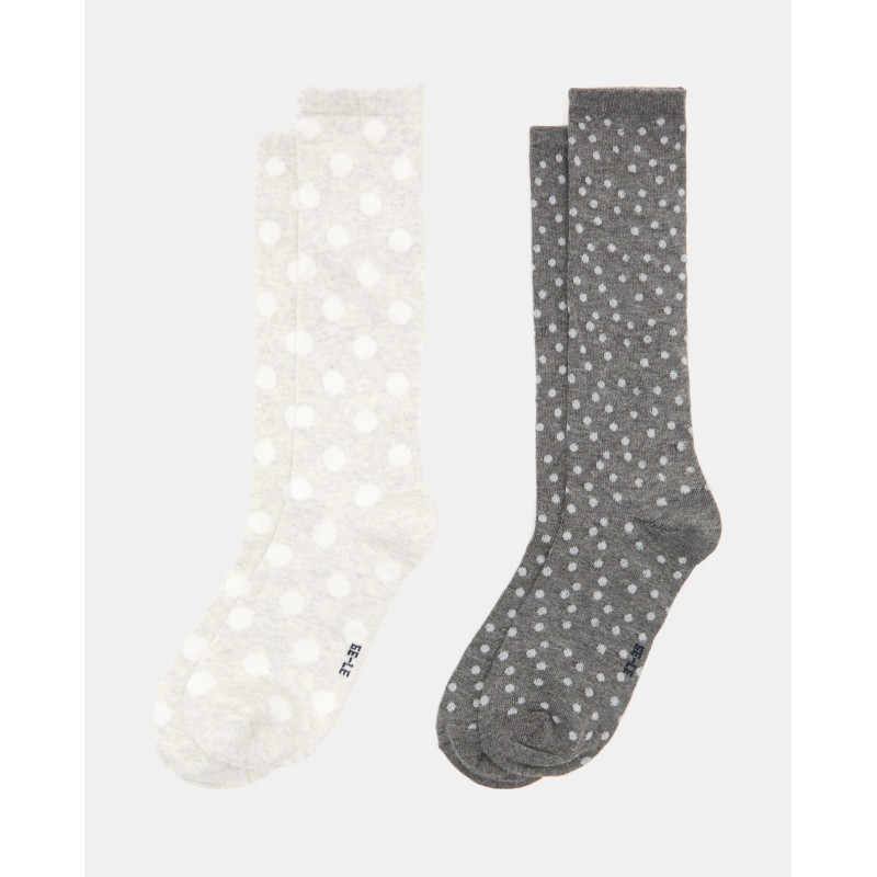 BLUKIDS CARAPE PK 2 LONG SOCKS GIRL GREY MELANGE