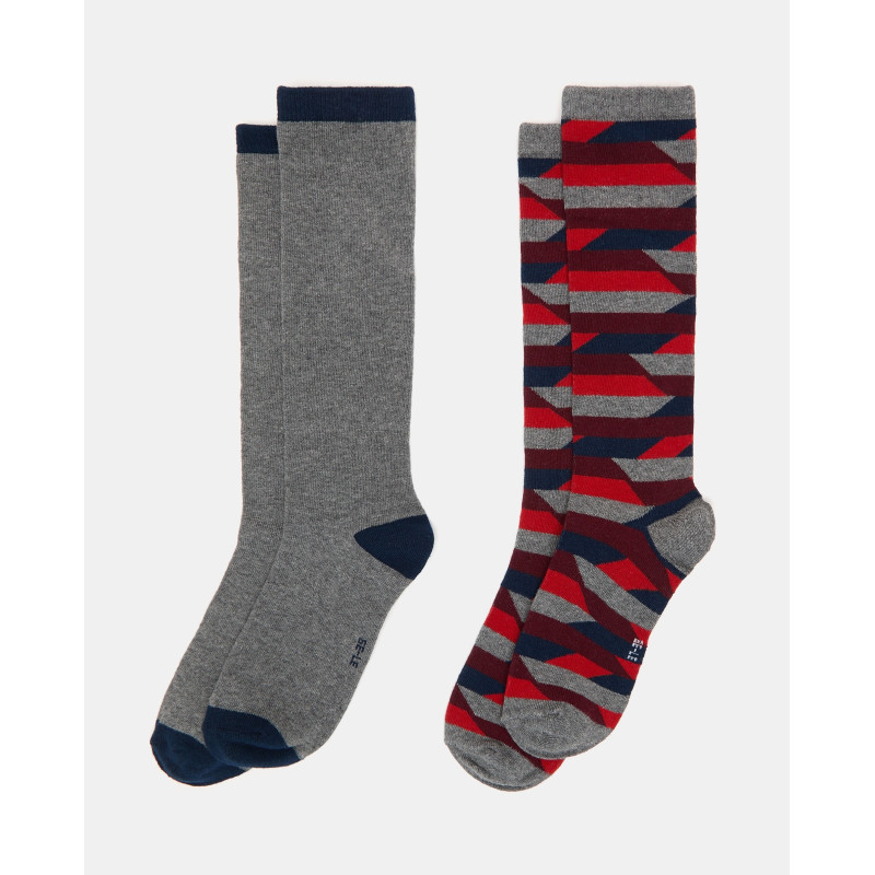 BLUKIDS CARAPE PK 2 LONG SOCKS BOY GREY/ORANGE 