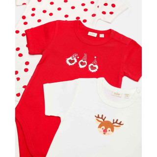 BLUKIDS BODI KRATAK RUKAV XMAS PK 3 BODY MM GIRL WHITE/RED 