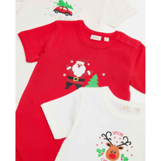 BLUKIDS BODI KRATAK RUKAV XMAS PK 3 BODY MM BOY WHITE/RED 