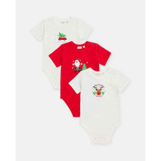 BLUKIDS BODI KRATAK RUKAV XMAS PK 3 BODY MM BOY WHITE/RED 