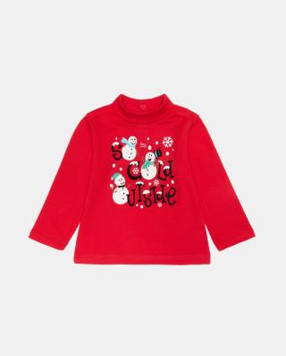 BLUKIDS MAJICA DUG RUKAV HIGH NECK RIBBON RED