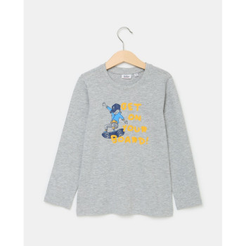 BLUKIDS MAJICA DUG RUKAV MEDIUM GREY MELANGE 
