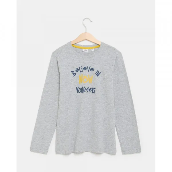 BLUKIDS MAJICA DUG RUKAV MEDIUM GREY MELANGE 