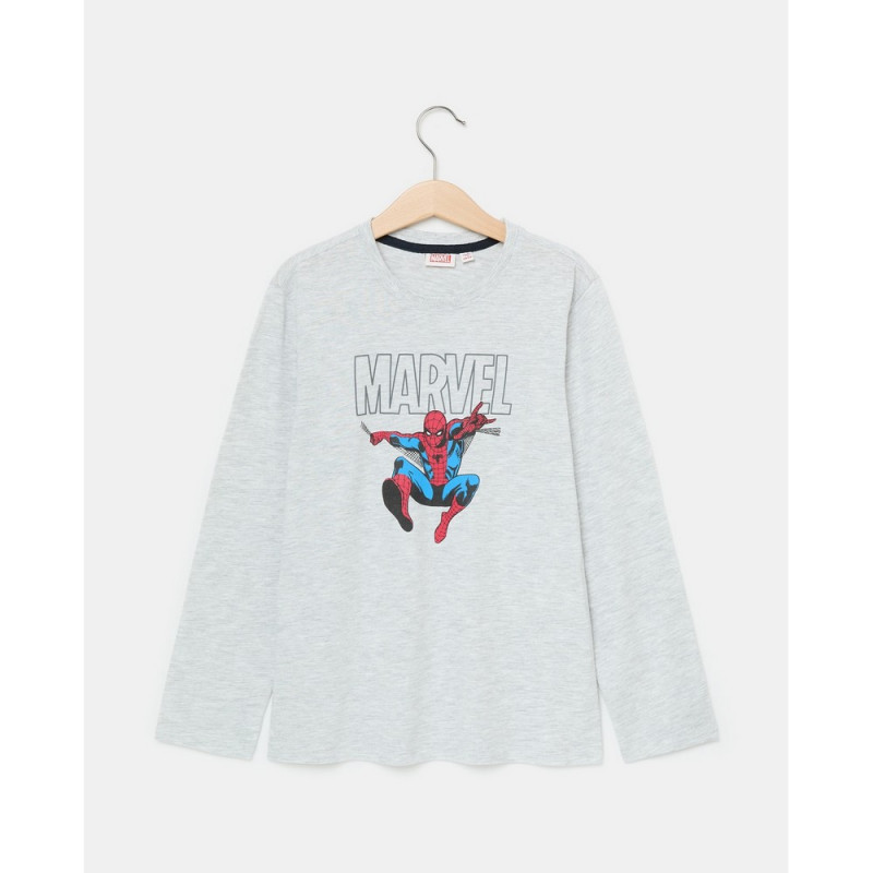 BLUKIDS MAJICA DUG RUKAV SPIDERMAN LIGHT GREY MELANGE