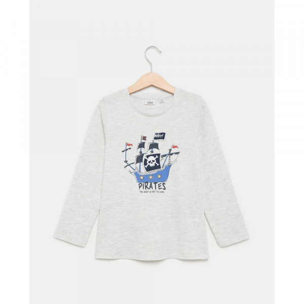 BLUKIDS MAJICA DUG RUKAV LIGHT GREY MELANGE