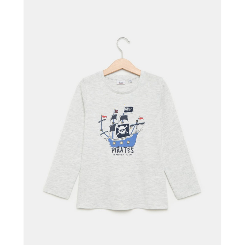 BLUKIDS MAJICA DUG RUKAV LIGHT GREY MELANGE