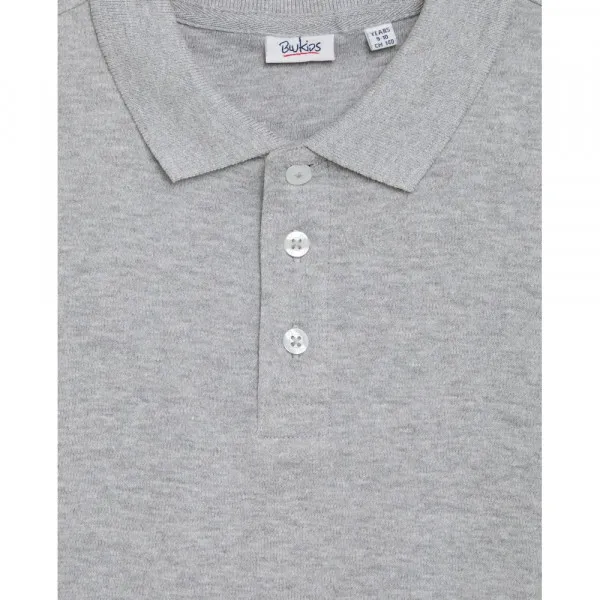 BLUKIDS MAJICA POLO DUG RUKAV MEDIUM GREY MELANGE 